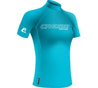 Cressi Since 1946 - Sentinel Lady - Short Sleeve Rash Guard UPF 50+ Sun Protection Quick Dry Swimming, Surfing, Diving, Fishing, Beach, Pool and Water Sports - Aquamarine/White - XS/1 - Women's