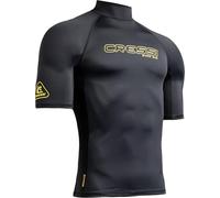 Cressi Since 1946 - Sentinel Man - Short Sleeve Rash Guard UPF 50+ Sun Protection Quick Dry Swimming, Surfing, Diving, Fishing, Beach, Pool and Water Sports - Black/Yellow - L/4 - Men's