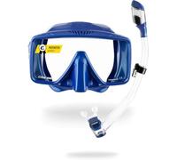 CRESSI since 1946 - SF1 & Dry Combo - Frameless Square Mask Set with Tempered Lens + Dry Snorkel ideal for Freediving and Snorkelling, Blue Metal/Blue Metal, One Size Unisex