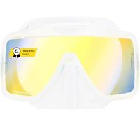 Cressi SF1 Frameless Square Snorkel Mask - Tempered Glass Lens for Scuba - Ultra-Low Profile Design Diving Mask - Adjustable Silicone Buckles & Snorkel Fit - Clear_380 UV Yellow/Blue Lens