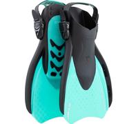CRESSI since 1946 - Star Fins - Compact Adjustable Fin with a Powerful Vented Blade and a Comfortable Open Heel Foot Pocket - Black/Aqua Green - XS_UK 3-5 - Adults