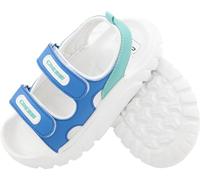 CRESSI since 1946 - Tabby Kid Sandals - Stylish, Lightweight, Sporty Beach Sandals for Children, Double Velcro Strap, Ideal for Home, Beach, Pool and Walking - Azure/Aquamarine - 32 EU_13 UK Child