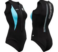 Cressi since 1946 - Thermoflex Lady - One Piece Swimsuit in Soft Double Lined Neoprene 2mm Ideal for Swimming, Snorkelling, AquaFitness, Various Water Sports - Black/Aquamarine - M/3