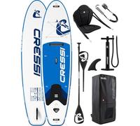 CRESSI since 1946 - Ultra Isup Kayak Set - Inflatable SUP Board for Adults with Seat Highly Stable and Durable Complete with Accessories Paddle Fin Pump Leash Bag - White/Blue - 320x81x8 cm Max 130 kg