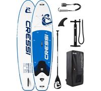 CRESSI since 1946 - Ultra Isup Set - Large Inflatable SUP Board for Adults Highly Stable and Durable Complete with Accessories Paddle Fin Pump Leash,Bag/Backpack - White/Blue - 320x81x8 cm Max 130 kg