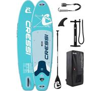 CRESSI since 1946 - Ultra Isup Set - Large Inflatable SUP Board for Adults Highly Stable and Durable Complete with Accessories Paddle Fin Pump Leash,Bag/Backpack - Aquamarine_320x81x15 cm Max 130 kg