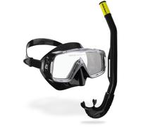 CRESSI Sirena & Island 2.0 Black/Black - Snorkeling Combo Set Mask Sirena + Snorkel Island 2.0, Black/Black, One Size, Unisex