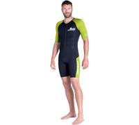 CRESSI Tiburon Man Shorty Wetsuit Black/Fluo Lime 2mm S/2 - Men's 2mm Neoprene and Elastane Shorty Wetsuit, YKK Front Zip, Black/Fluo Lime, S/2