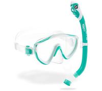 CRESSI Tinetto & Iguana Dry Aqua Green/White - Kids Snorkeling Kit (Mask & Snorkel) for Children from 6 to 10 Years Old, Green/White