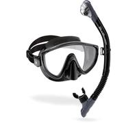 CRESSI Tino & Scilla Black/Titanium - Adult Combo Set Tino Snorkeling Mask and Snorkel Scilla, Black/Titanium, One Size