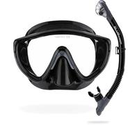 CRESSI Tino & Scilla Black/Titanium - Adult Combo Set Tino Snorkeling Mask and Snorkel Scilla, Black/Titanium, One Size