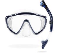 CRESSI Tino & Scilla Clear/Blue Navy - Adult Combo Set Tino Snorkeling Mask and Snorkel Scilla, Clear/Blue Navy, One Size