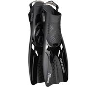 CRESSI Tonga Fins Black/Black L/XL - Adult Lightweight Short Adjustable Open Slip Fins, Ideal for Snorkelling, Swimming, Black/Black, L/XL