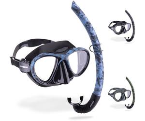 Cressi Unisex Adult Metis & Corsica Snorkeling Combo Set - Blue Camouflage, Uni