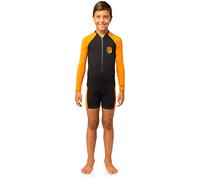 Cressi Unisex Child Little Shark Long Sleeve Children's Shorty Wetsuit - Premium Neoprene 2mm - Black/Orange, 5/6 Years