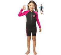 Cressi Unisex Child Little Shark Long Sleeve Children's Shorty Wetsuit - Premium Neoprene 2mm - Black/Pink, 5/6 Years