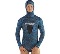 Cressi Unisex Hunter Rush Top Rash Guard Hooded Tee for Watersports, Camo Blue, L UK