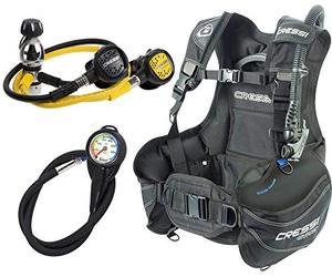 Cressi Unisex Start Scuba Set B C D and Regulator Plus Octopus INT Black Small, Black, S UK