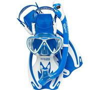 Cressi Unisex-Youth Rocks Pro Dry Children Mask Fins Snorkel Set, Blue/White, M/L-2/4 Y,SE262032