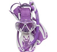 Cressi Unisex-Youth Rocks Pro Dry Children Mask Fins Snorkel Set, Lilac/White, S/M-1/2 Y, SE264131