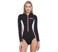 Cressi Women's Termico Lady 2mm One-Piece Swimsuit Long Sleeves Woman in High Stretch Neoprene, Black/Pink/White, XXL