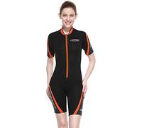 Cressi Women's Wetsuit Shorty for Snorkeling, Diving, Swimming, Black/Orange, XL/5