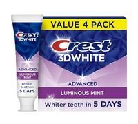 Crest 3D White Toothpaste, Advanced Luminous Mint, Teeth Whitening Toothpaste, 3.7 Oz (Pack of 4)