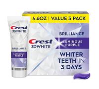 Crest 3D Whitening Toothpaste White Brilliance Luminous Purple 3 Pack 5oz Fluoride Anti Caries Toothpaste Fights 100% More Surface Stains Prevention