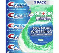 Crest Complete Toothpaste Plus Scope Advanced Active Foam, Striped, 8.2 Ounce (Pack Of 5)