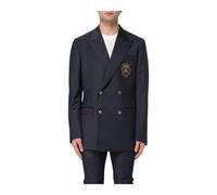 Crest Embroidered Blue Blazer, male, Dolce & Gabbana, Blazers, Blue, M, Suits M