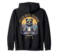 Crested Butte CO Abstract Bear Chill Zen Yoga Design Zip Hoodie