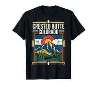 Crested Butte Colorado Flag Mountain Scenic Travel Art T-Shirt