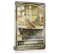 Crested Gecko Bath Soap Wash Your Paws Front Entrance Decor Kitchen Bar Hanging | Inappropriate Posters Reusable Vintage Metal Wall Decor(20X30CM)