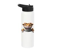 Crested Gecko Funny Peeking Pocket Lizard Reptile Lover Stainless Steel Insulated Water Bottle