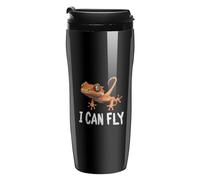 Crested Gecko I Can Fly Cute Coffee Cup Travel Mug with Leakproof Lid Double Wall Tumbler Water Bottle 350ml