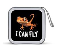 Crested Gecko I Can Fly Portable CD Case Holder 48 Capacity Travel DVD Storage Boxs Wallet Bag