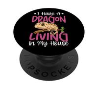 Crested Gecko I Have A Dragon Living In My House PopSockets Adhesive PopGrip