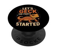 Crested Gecko Let's Geck The Party Started PopSockets Adhesive PopGrip