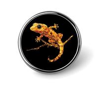 Crested Gecko Pin Brooch Badge Button Round 1 Inch