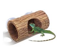 Crested Gecko Tank Accessories, Reptile Hide Bearded Dragon Accessories Gecko Hide with Suction Cup Simulation Tree Trunk Terrarium Decor for Hermit Crabs Lizards