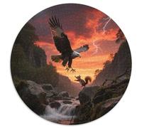 Crested Hawk-Eagle 1000 Piece Circular Puzzle Easy Yet Fun For Elderly Visual Attention Slow Paced Hobby Bird Retirement Gift Living Space Accent 1000pcs (67.5x67.5cm)