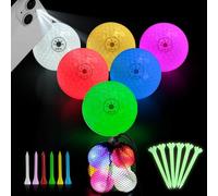 Crestgolf Glow in The Dark Golf Balls 6 Ball with 12 Glow Tees, Super Bright Light Activated Balls Nighttime Golfing Equipment， Fun Gift for Men and Women, Backyard Putting Greens