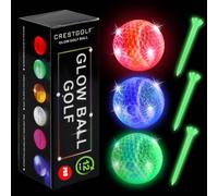 Crestgolf Glow in The Dark Golf Balls with Glow Tees, Super Bright Light Up LED Balls with 12-Minute Reset Timer, Fun Gift for Men and Women Kids, Backyard Putting Greens (Mixed Color, 3 PCS)