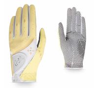 CRESTGOLF Iadies Golf Gloves,Golf Gloves for Women Comfortable Windproof Waterproof， Light Anti Slip Grip ，All Weather Soft Flexible Wear Resistant golf gloves (yellow s)