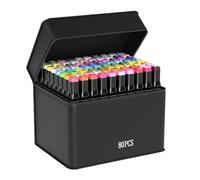 CRESZZLE 80 Colors Graphic Marker Pens for Art Enthusiasts - Dual Tips, Permanent, Ideal for Kids' Colouring Books and Adult Artists, Includes Black Bag