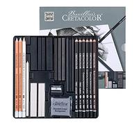 CRETACOLOR High-Quality Artist Set "Black & White Box", 25-Piece Drawing Set, in Robust Metal case