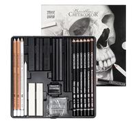 CRETACOLOR Skull Edition Black and White Drawing Tin Set, Includes 25 Pieces Drawing Materials, Featured in a Sturdy Metal Tin