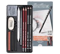 CRETACOLOR Teacher's Choice 11 Piece Artist Set - Premium Quality Starter Set Including Eraser & Blotting Paper, Highly Pigmented, Soft Smudges