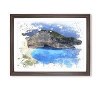 Crete Greece Seascape 5 V3 Modern Framed Print | A2 Walnut Framed Wall Art | Ready to Hang | Modern Nature Picture | Living Room Bedroom Lounge Office