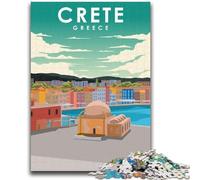Crete Greece Travel Poster 1000 Piece Jigsaw Puzzles for Teenagers Gifts, Family Game Stress Reliever Difficult Challenge Great Gifts And Toys 1000pcs(26x38cm)
